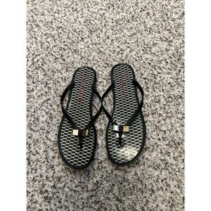 COACH Landon Black Gold Bow Thong Jelly Flip Flops Size 11 US 43 Eu